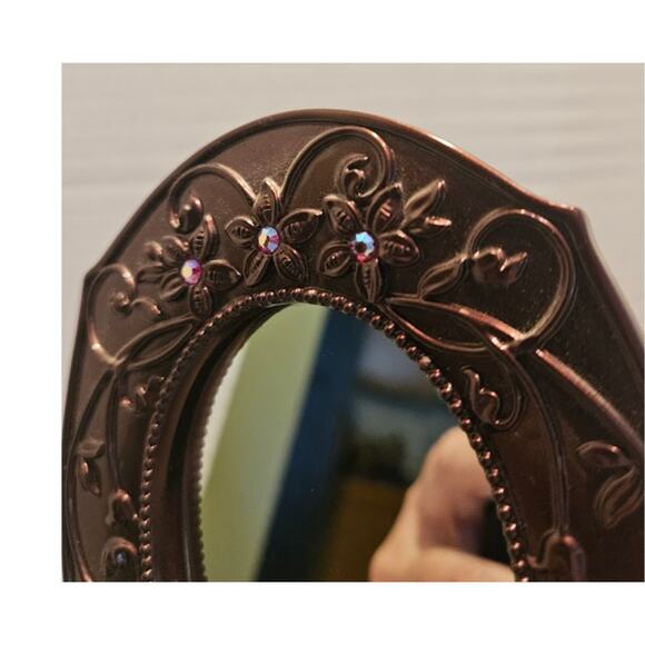 Mirrors 2 Victorian style Frames Rose Pink with red sparkle accents 5".  read - Picture 5 of 10